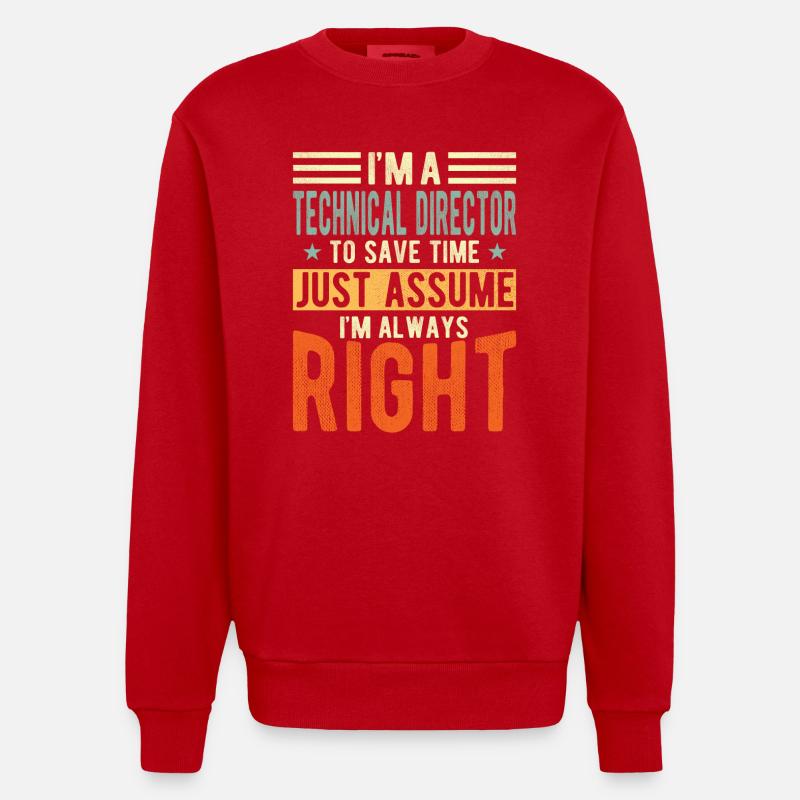 Technischer Direktor - Heavyweight Oversized Organic Crew Neck Made in EU - Rot