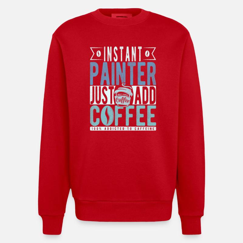 Maler Kaffee Spruch - Heavyweight Oversized Organic Crew Neck Made in EU - Rot