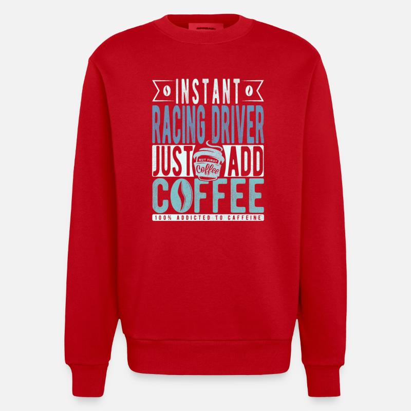 Café de pilote de course - Sweat bio épais oversize fabriqué en UE - rouge