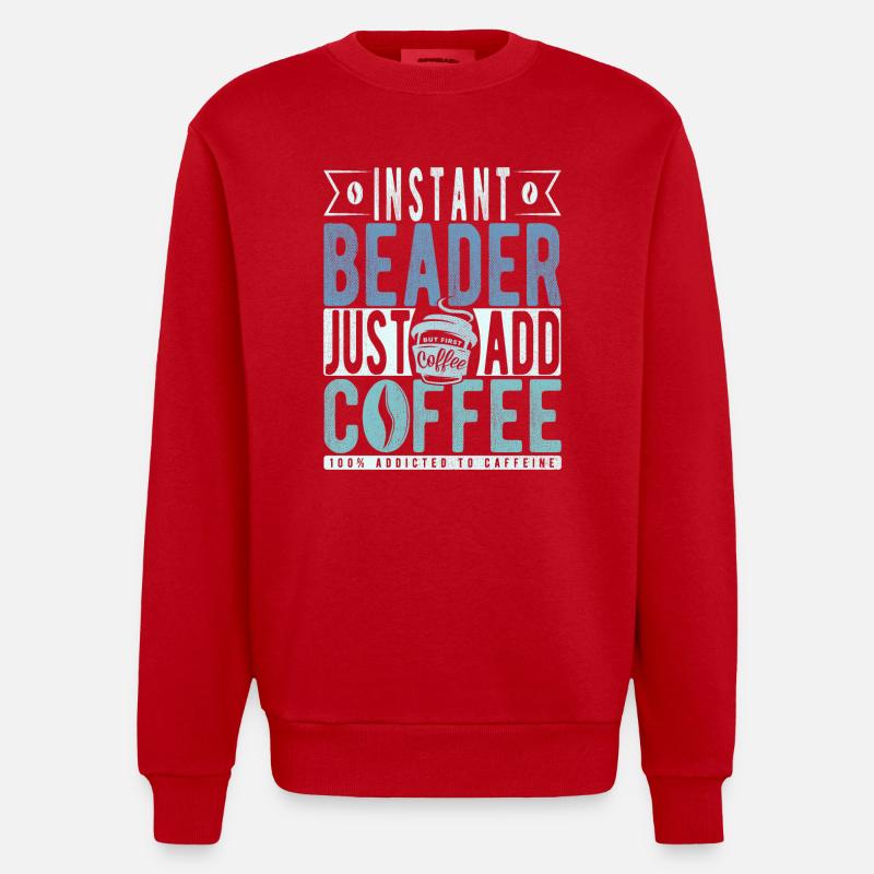 Buchalter Kaffee Spruch - Heavyweight Oversized Organic Crew Neck Made in EU - Rot
