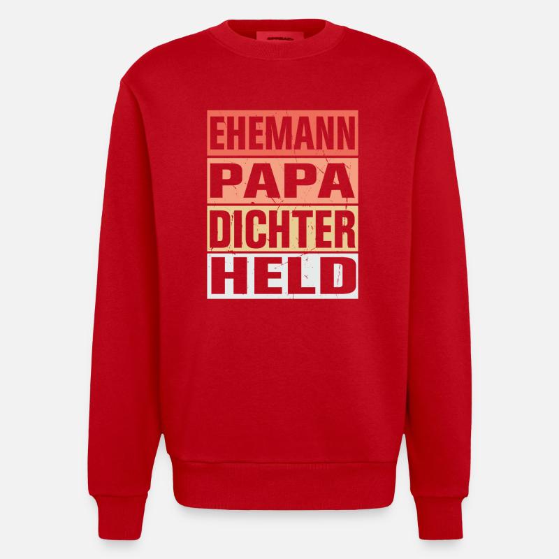 Dichter Vater Ehemann Held - Heavyweight Oversized Organic Crew Neck Made in EU - Rot
