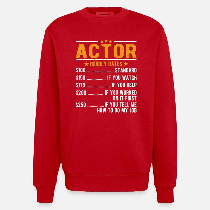 Performers Hourly wage - Heavyweight Oversized Organic Crew Neck Made in EU - red