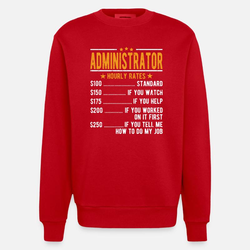 Administrator Hourly Wage - Heavyweight Oversized Organic Crew Neck Made in EU - red