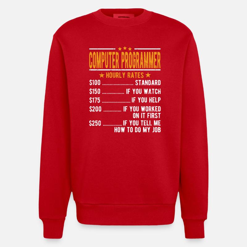 Computer programmer hourly wage - Heavyweight Oversized Organic Crew Neck Made in EU - red
