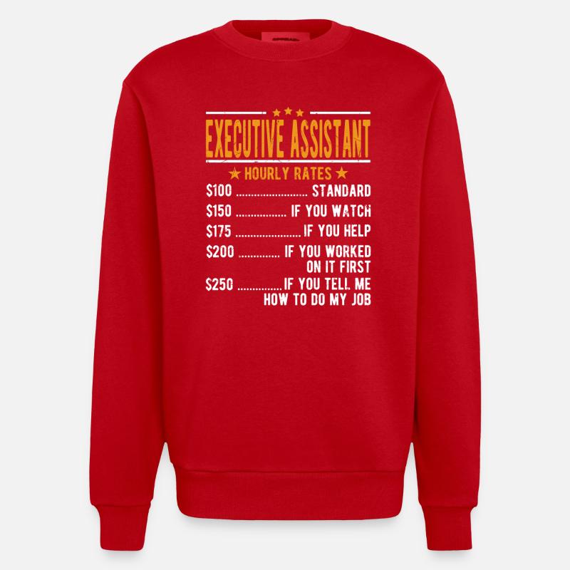 Executive Assistant Hourly Wage - Heavyweight Oversized Organic Crew Neck Made in EU - red