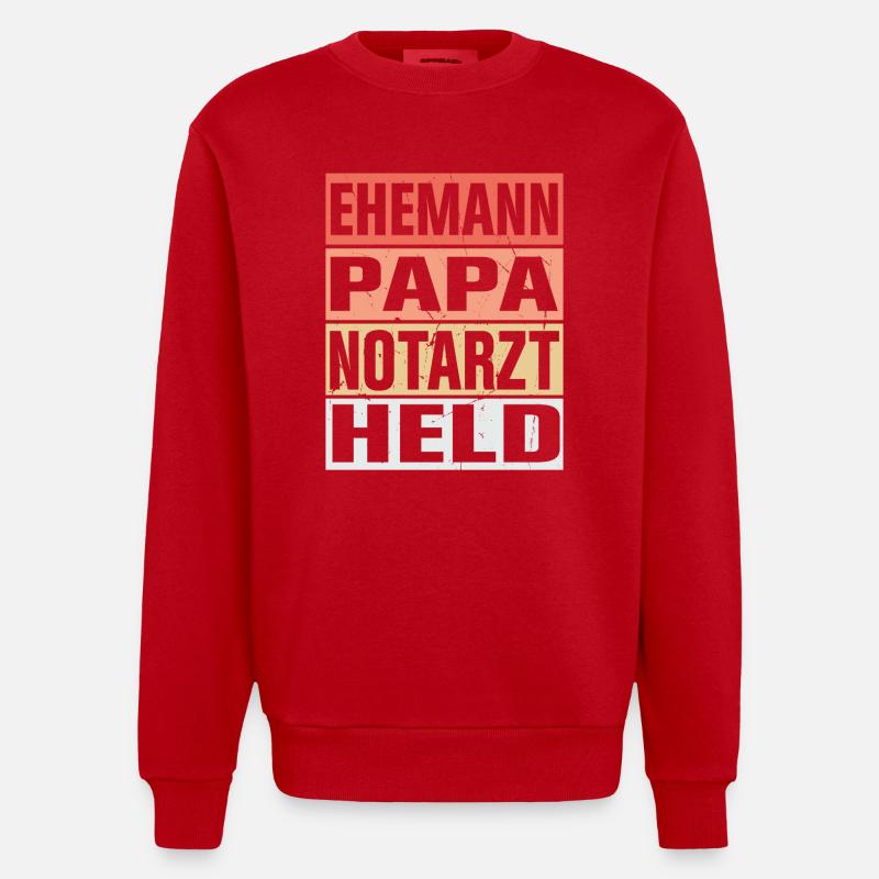Notarzt Vater Ehemann Held - Heavyweight Oversized Organic Crew Neck Made in EU - Rot