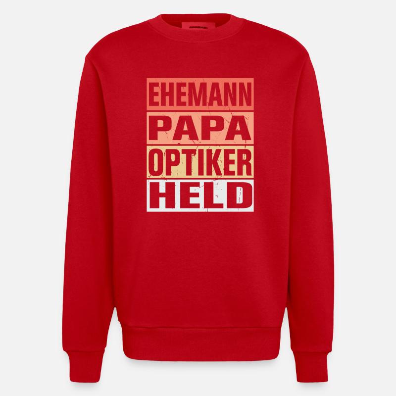 Optiker Vater Ehemann Held - Heavyweight Oversized Organic Crew Neck Made in EU - Rot