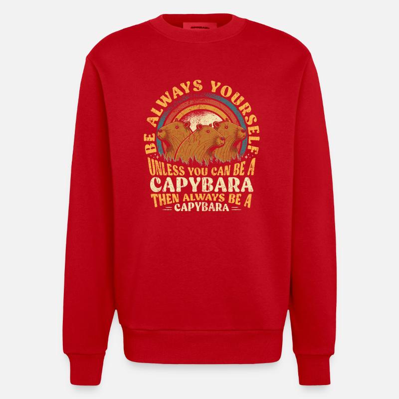 Capybara Sei Immer Du Selbst - Heavyweight Oversized Organic Crew Neck Made in EU - Rot