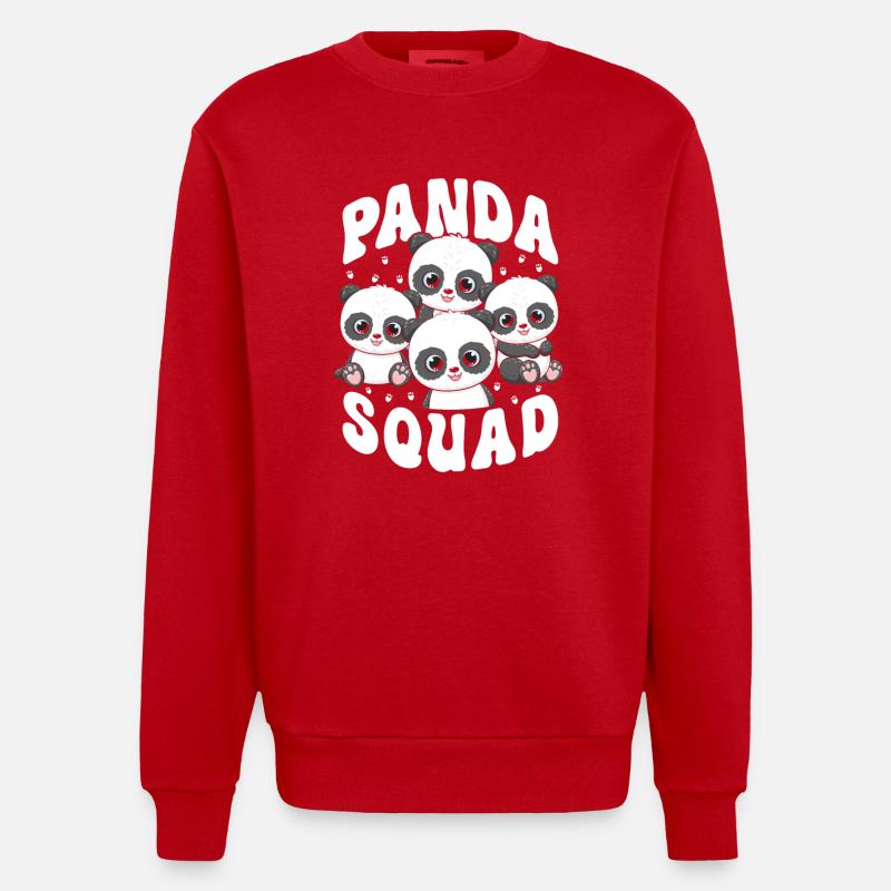 Panda Squad - Heavyweight Oversized Organic Crew Neck Made in EU - red