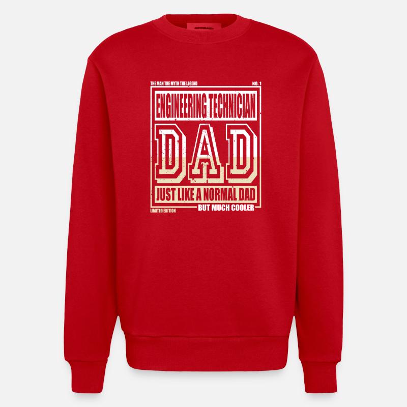 Engineering Technician Dad Gift - Heavyweight Oversized Organic Crew Neck Made in EU - red