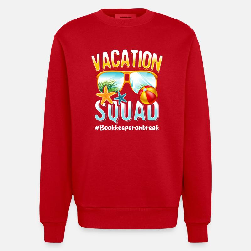 Bookkeeper Vacation Squad #Bookkeeperonbreak - Heavyweight Oversized Organic Crew Neck Made in EU - red