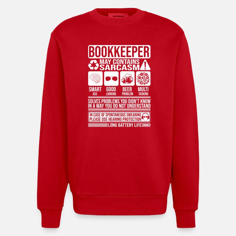 Comptable Sarcasme drôle Cadeau Comptable - Sweat bio épais oversize fabriqué en UE - rouge