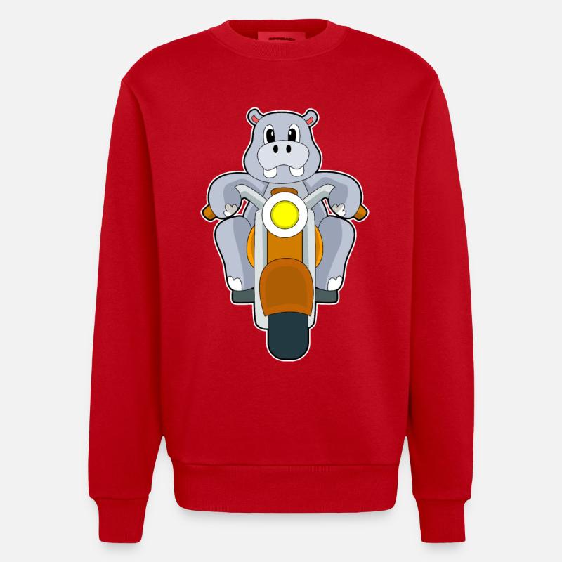 Moto Hippopotame - Sweat bio épais oversize fabriqué en UE - rouge
