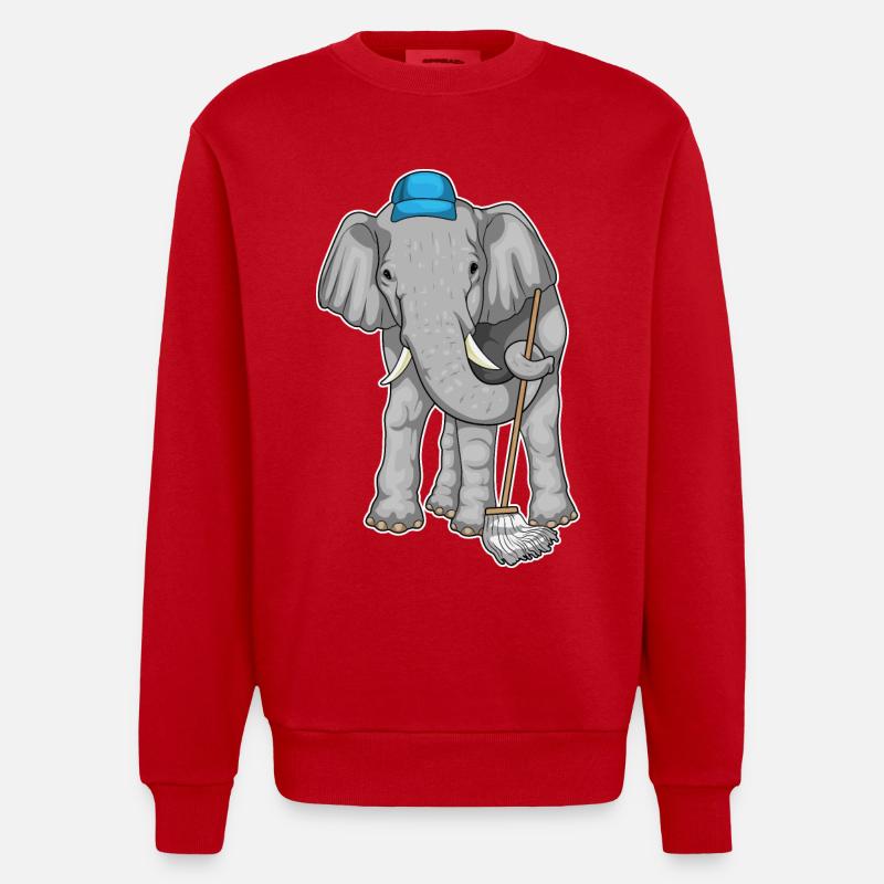 Nettoyant éléphant Vadrouille - Sweat bio épais oversize fabriqué en UE - rouge