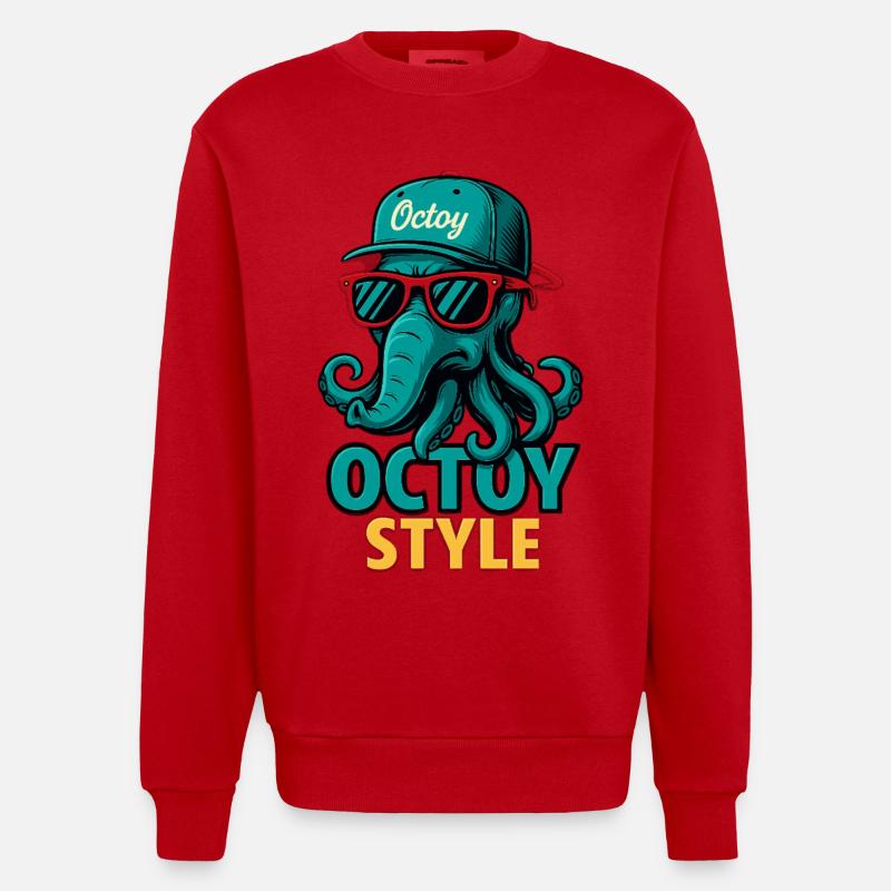 Casquette rétro Octoy Style Octopus - Sweat bio épais oversize fabriqué en UE - rouge