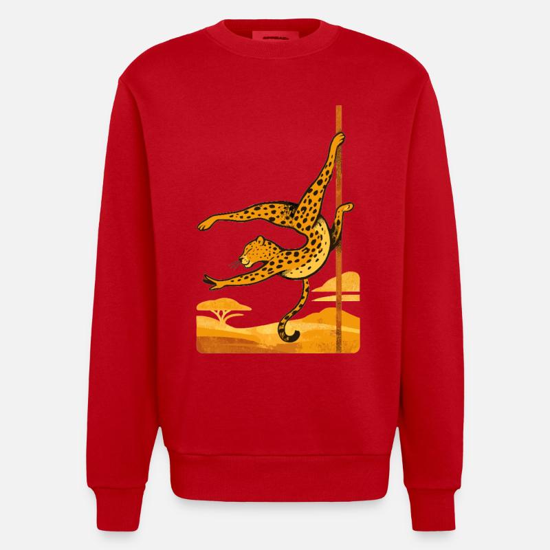 Pole Dance Leopardin Poledancerin Geschenk - Heavyweight Oversized Organic Crew Neck Made in EU - Rot