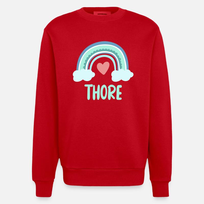 Thore Nom Rainbow Baby - Sweat bio épais oversize fabriqué en UE - rouge
