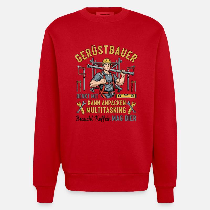 Le constructeur d’échafaudages - Sweat bio épais oversize fabriqué en UE - rouge