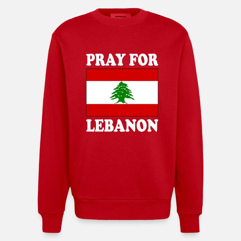 Pray for lebanon - Sweat bio épais oversize fabriqué en UE - rouge