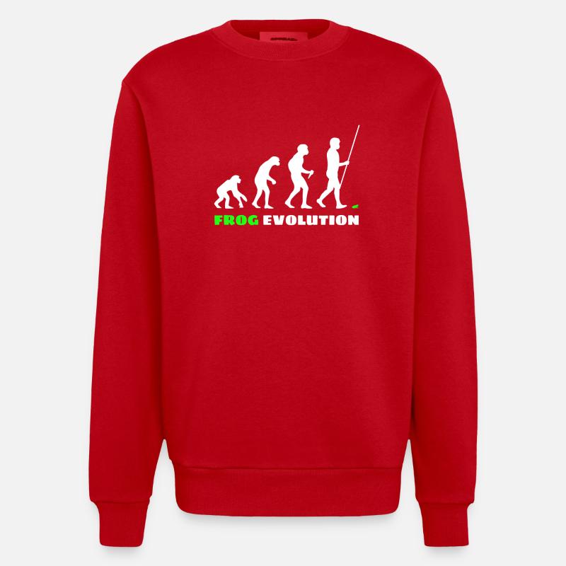 Frog Evolution - Heavyweight Oversized Organic Crew Neck Made in EU - red