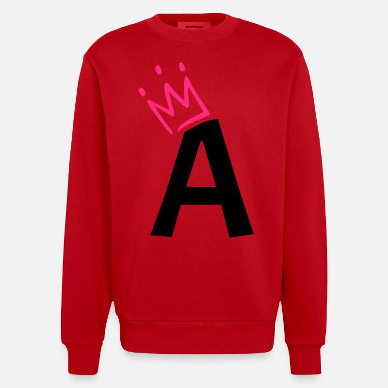 Buchstabe A mit Krone - Heavyweight Oversized Organic Crew Neck Made in EU - Rot
