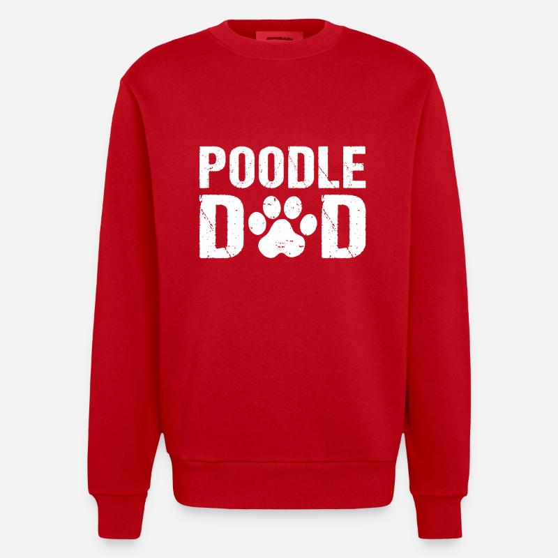 Caniche Papa Caniche Chiens - Sweat bio épais oversize fabriqué en UE - rouge