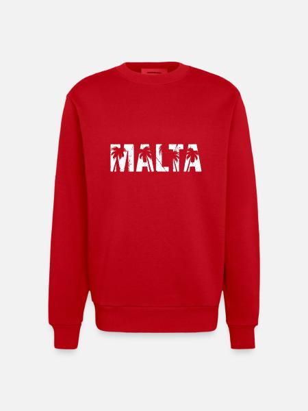 Malta Palmen - Heavyweight Oversized Organic Crew Neck Made in EU - Rot