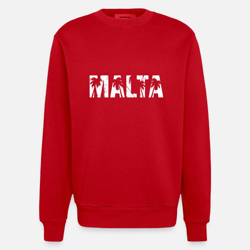 Palmiers de Malte - Sweat bio épais oversize fabriqué en UE - rouge