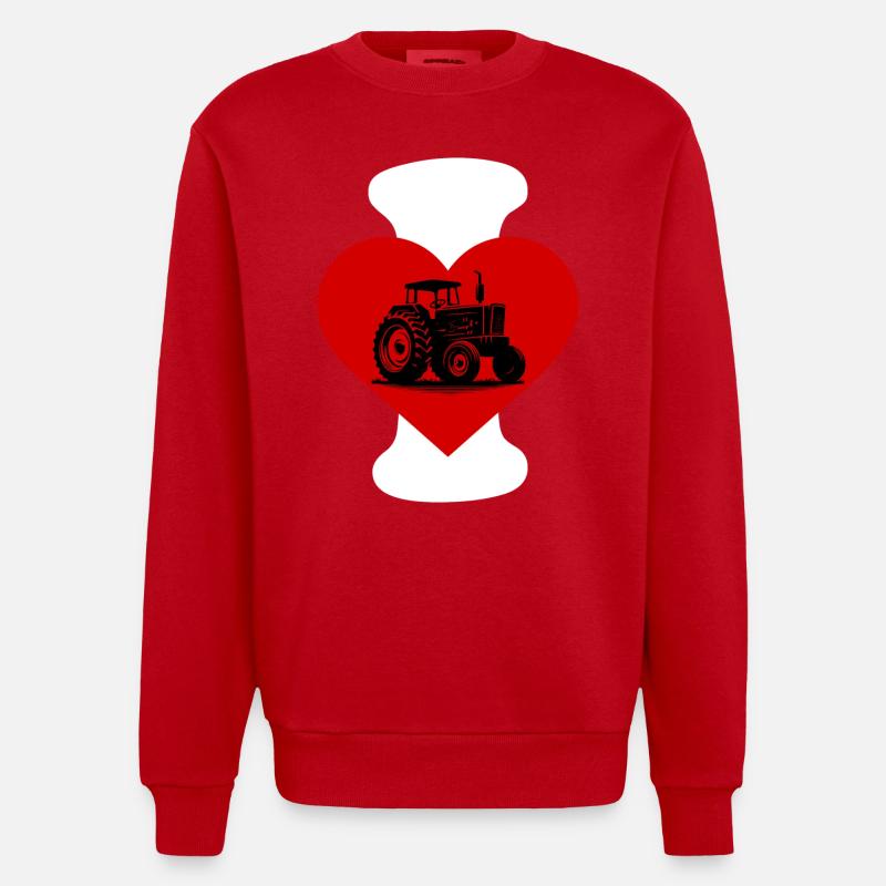 I love Traktor - Heavyweight Oversized Organic Crew Neck Made in EU - Rot