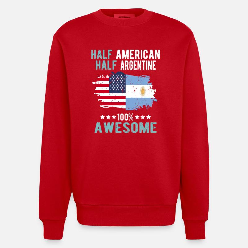 Moitié américain moitié argentin - Sweat bio épais oversize fabriqué en UE - rouge