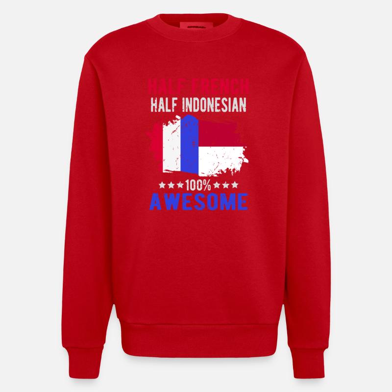 Moitié Français moitié indonésien - Sweat bio épais oversize fabriqué en UE - rouge