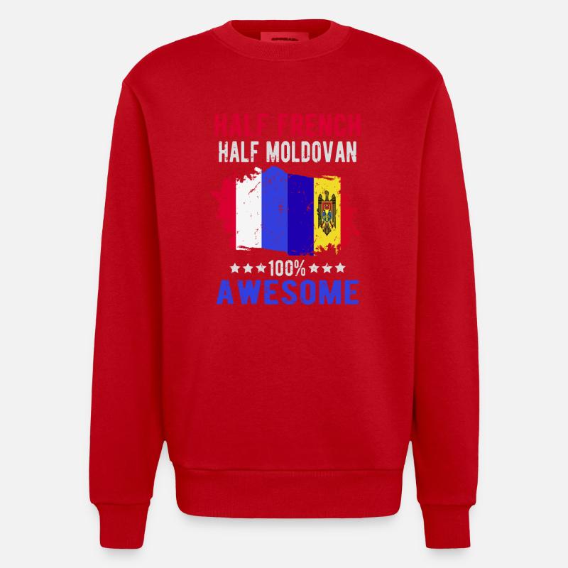 Moitié Français moitié moldave - Sweat bio épais oversize fabriqué en UE - rouge