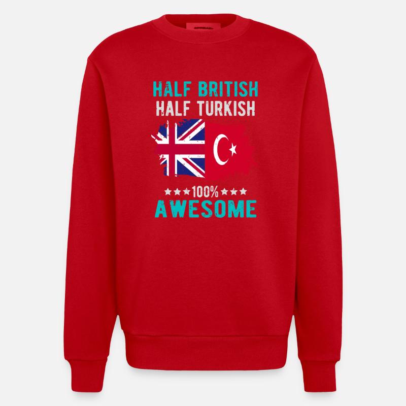 Moitié britannique moitié turc - Sweat bio épais oversize fabriqué en UE - rouge