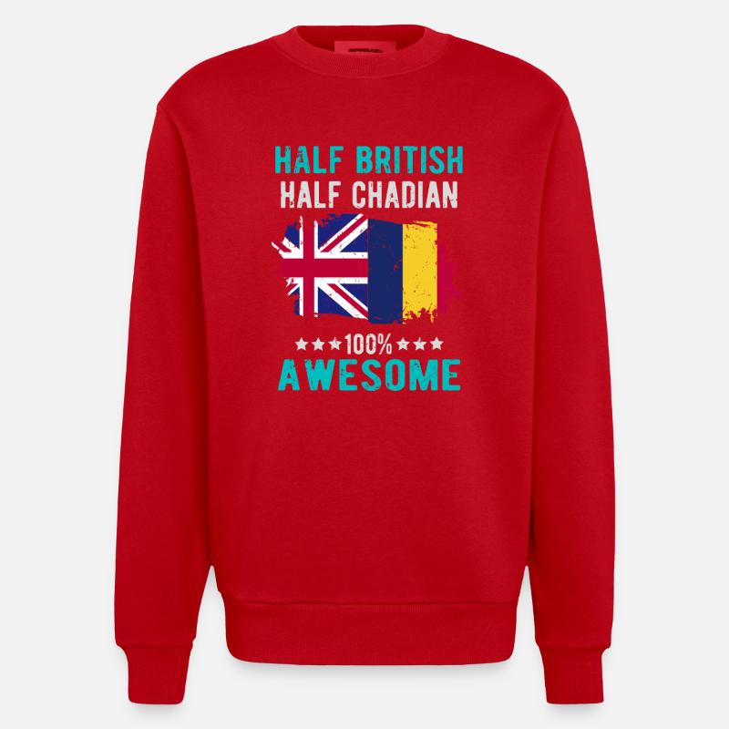 Halb Brite Halb Tschader - Heavyweight Oversized Organic Crew Neck Made in EU - Rot