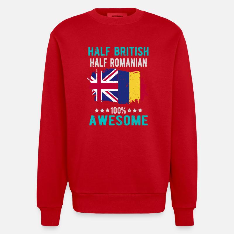 Halb Brite Halb Rumäne - Heavyweight Oversized Organic Crew Neck Made in EU - Rot