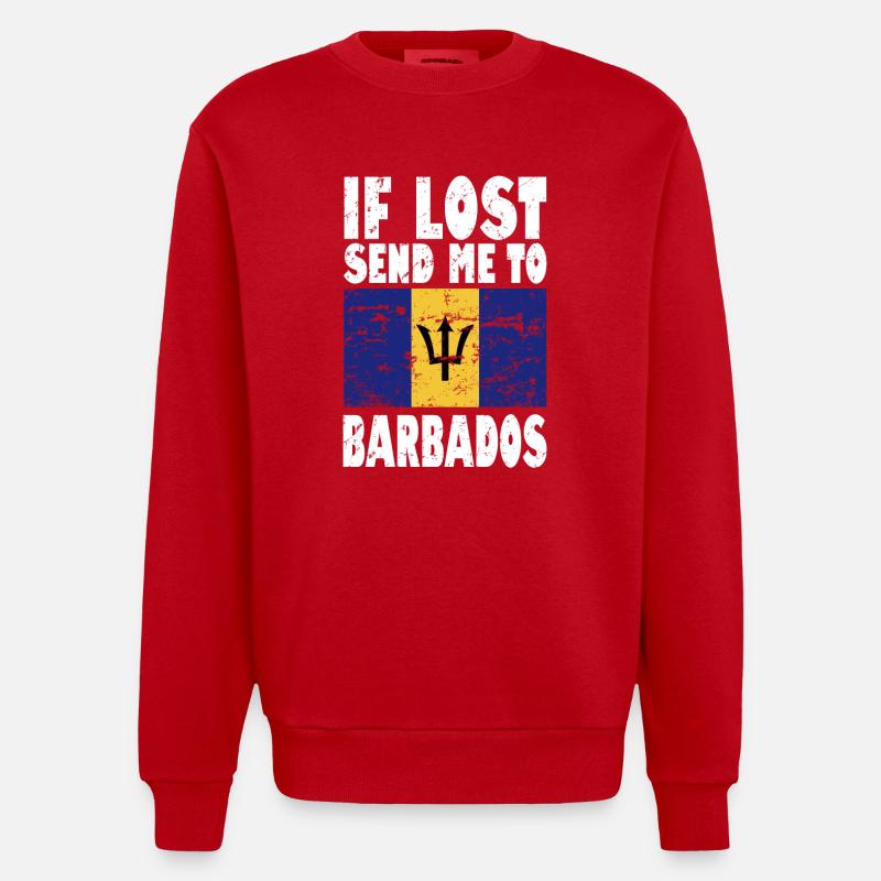 Drapeau de la Barbade - Sweat bio épais oversize fabriqué en UE - rouge
