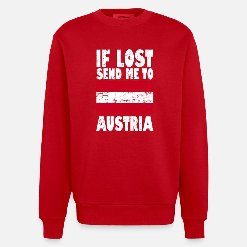 Slogan du drapeau de l’Autriche - Sweat bio épais oversize fabriqué en UE - rouge