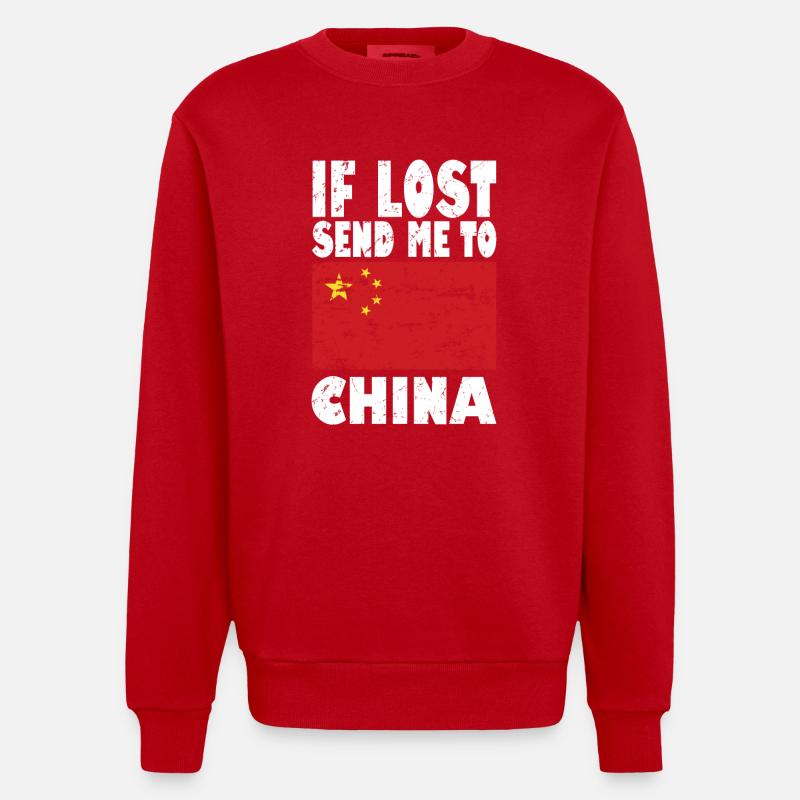 Drapeau chinois - Sweat bio épais oversize fabriqué en UE - rouge
