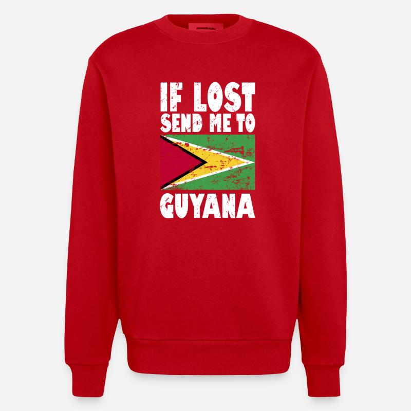 Drapeau du Guyana - Sweat bio épais oversize fabriqué en UE - rouge