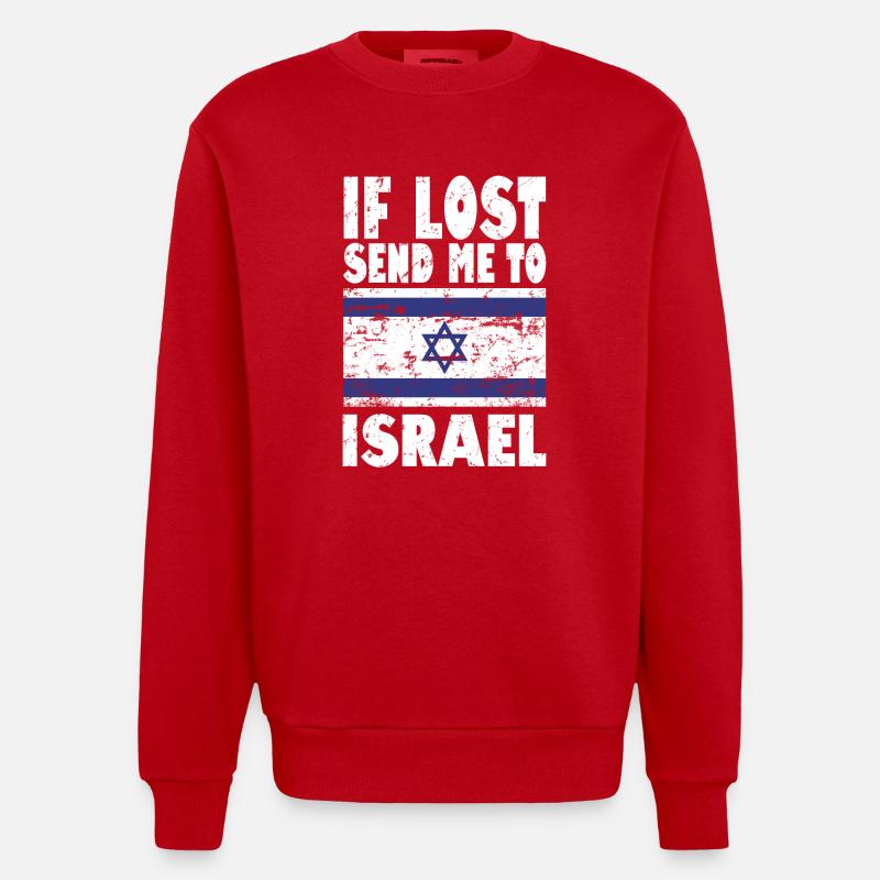 Dicton du drapeau Isreal - Sweat bio épais oversize fabriqué en UE - rouge