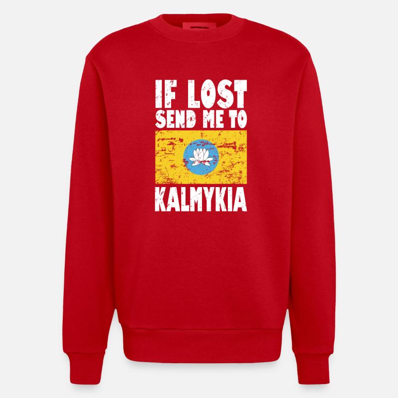 Drapeau de Kalmoukie - Sweat bio épais oversize fabriqué en UE - rouge