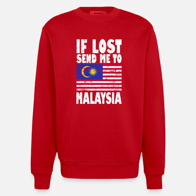 Drapeau de la Malaisie - Sweat bio épais oversize fabriqué en UE - rouge