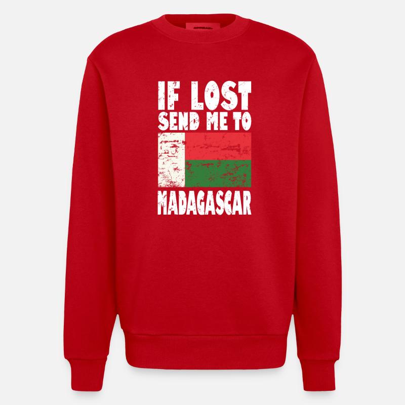 Drapeau de Madagascar - Sweat bio épais oversize fabriqué en UE - rouge