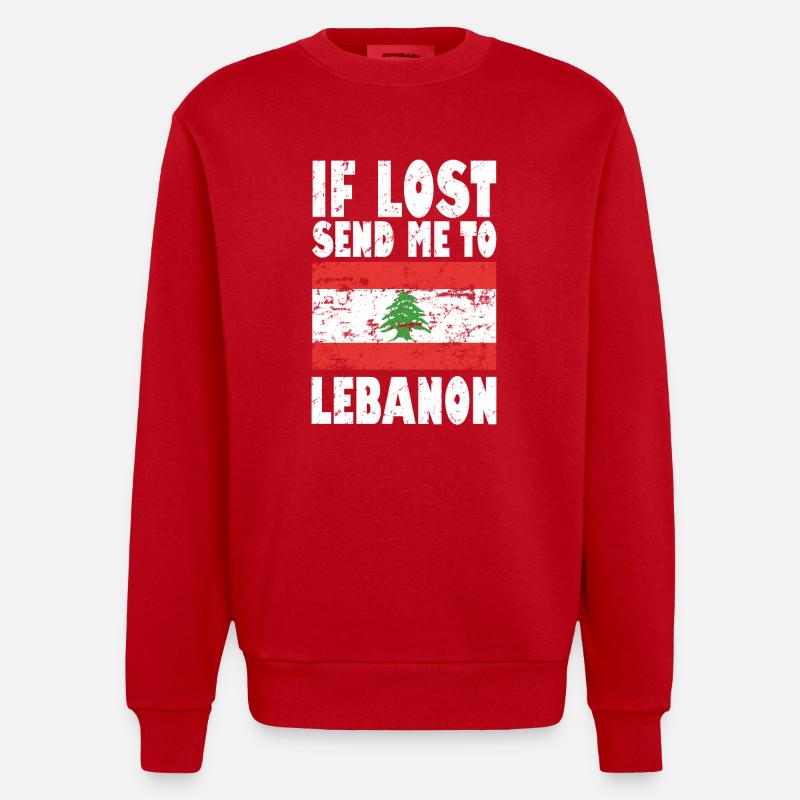 Drapeau du Liban - Sweat bio épais oversize fabriqué en UE - rouge