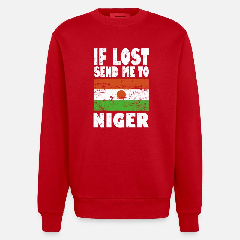 Niger Flagge Spruch - Heavyweight Oversized Organic Crew Neck Made in EU - Rot