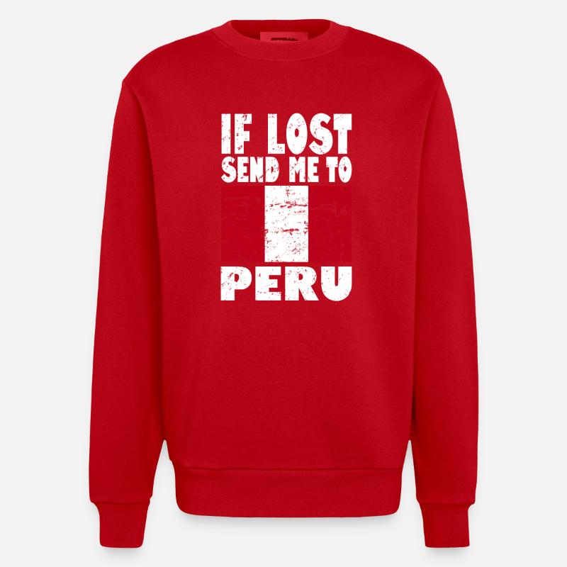 Drapeau du Pérou - Sweat bio épais oversize fabriqué en UE - rouge