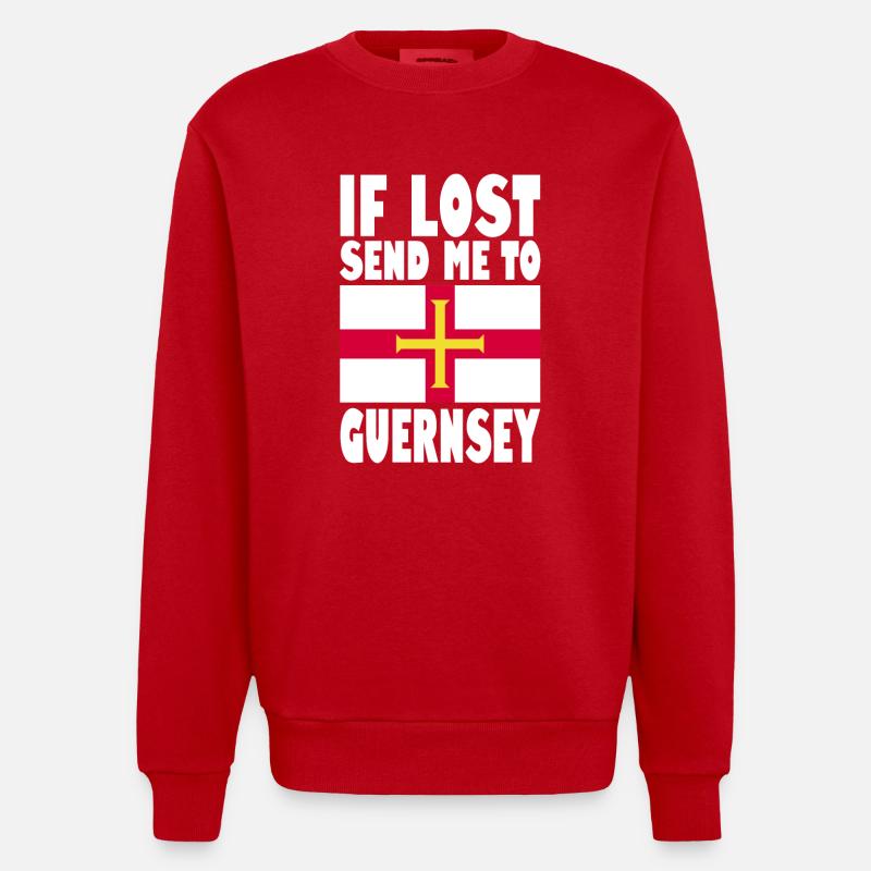 Dicton du drapeau de Guernesey - Sweat bio épais oversize fabriqué en UE - rouge