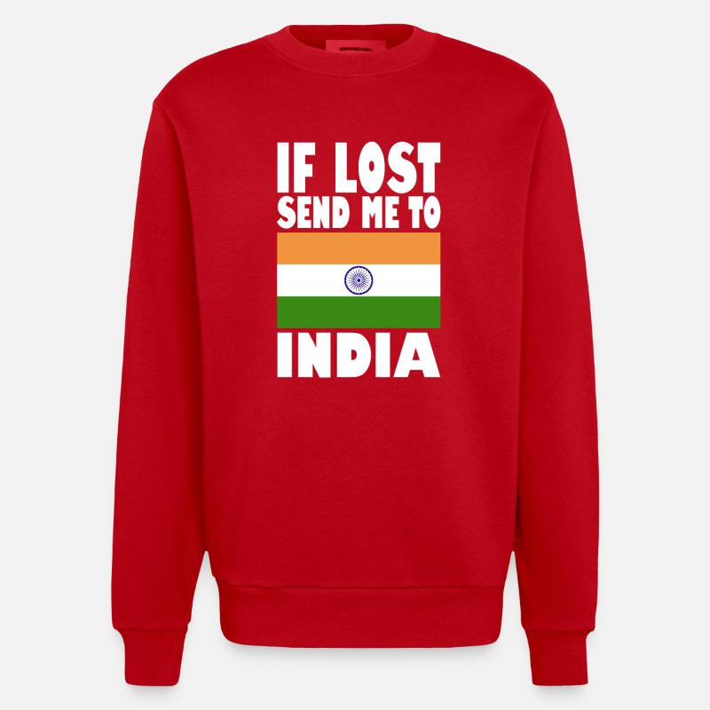 Drapeau de l’Inde - Sweat bio épais oversize fabriqué en UE - rouge