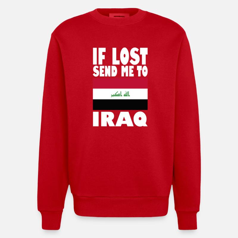 Slogan du drapeau irakien - Sweat bio épais oversize fabriqué en UE - rouge