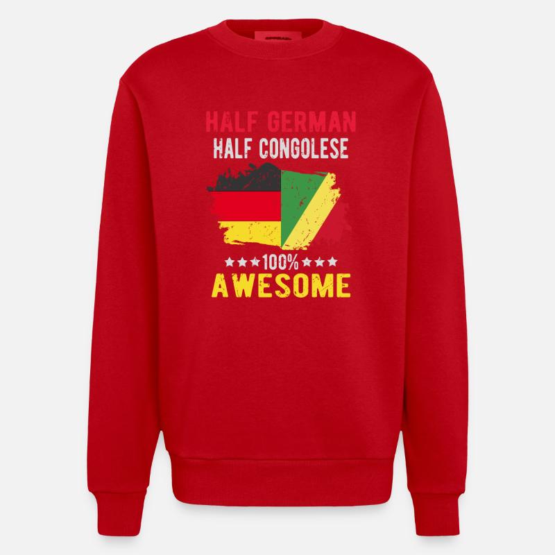 Half German Half Congolese - Heavyweight Oversized Organic Crew Neck Made in EU - red